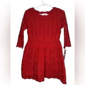 NWT - Cat & Jack Girls crochet red dress - Size 3T